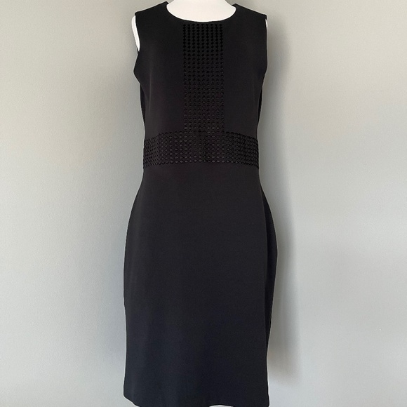 Hugo Boss Dresses & Skirts - Hugo Boss Black Stretch Embordered Pencil Career Sleeveless Dots Sheath Dress L